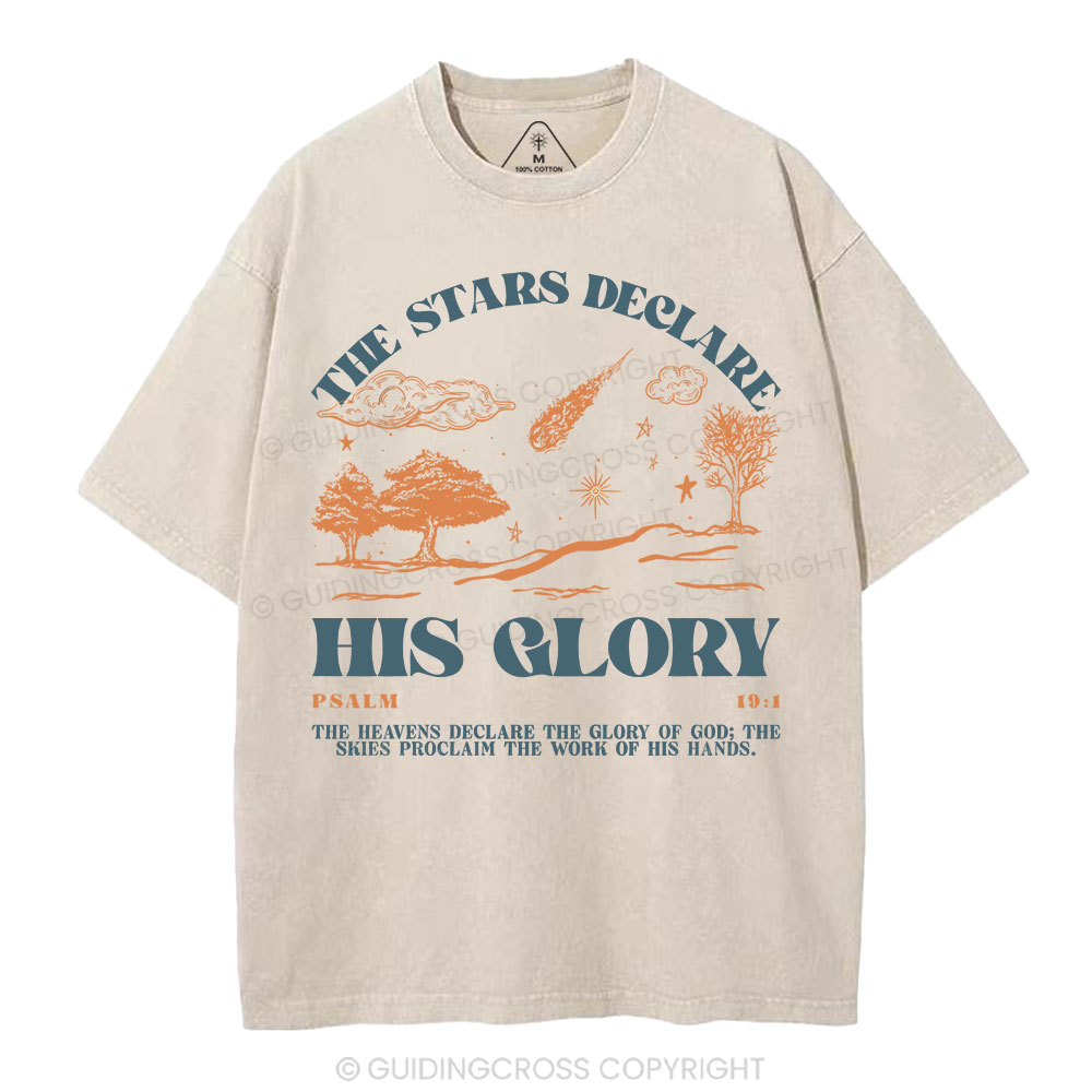 The Stars Declare His Glory Christian Washed T-Shirt
