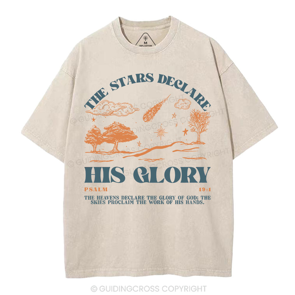 The Stars Declare His Glory Christian Washed T-Shirt