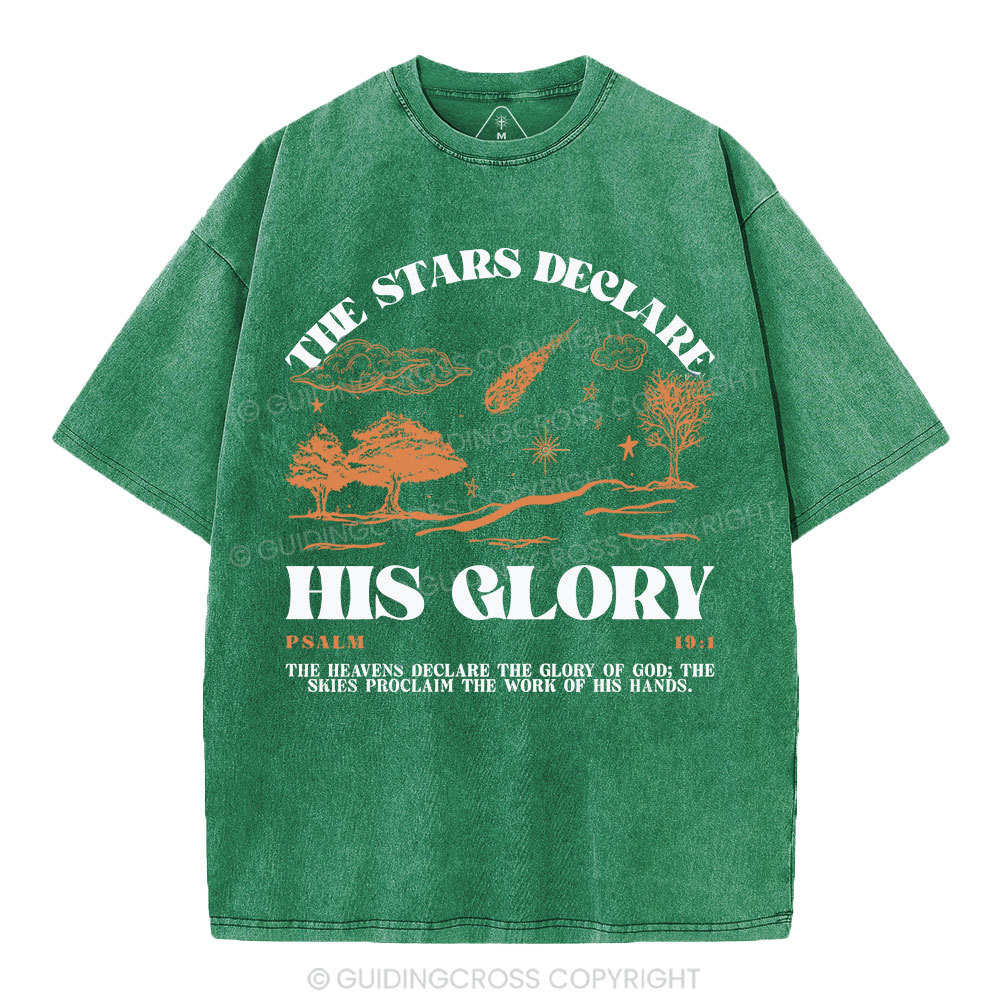 The Stars Declare His Glory Christian Washed T-Shirt