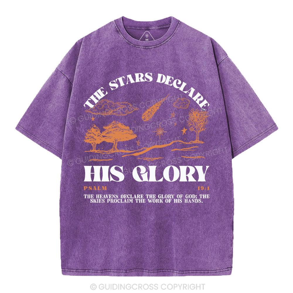 The Stars Declare His Glory Christian Washed T-Shirt