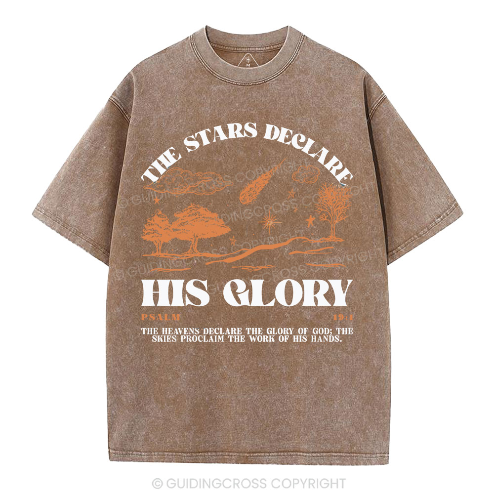 The Stars Declare His Glory Christian Washed T-Shirt