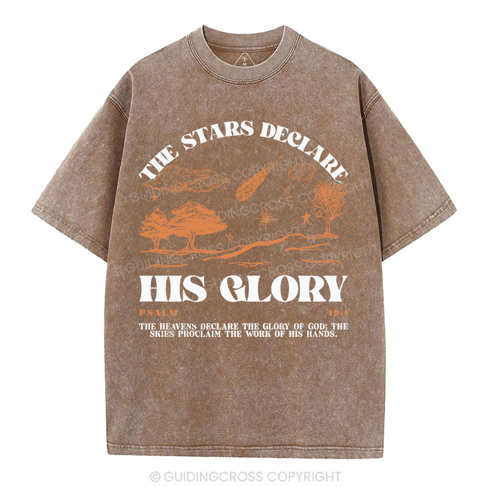 The Stars Declare His Glory Christian Washed T-Shirt