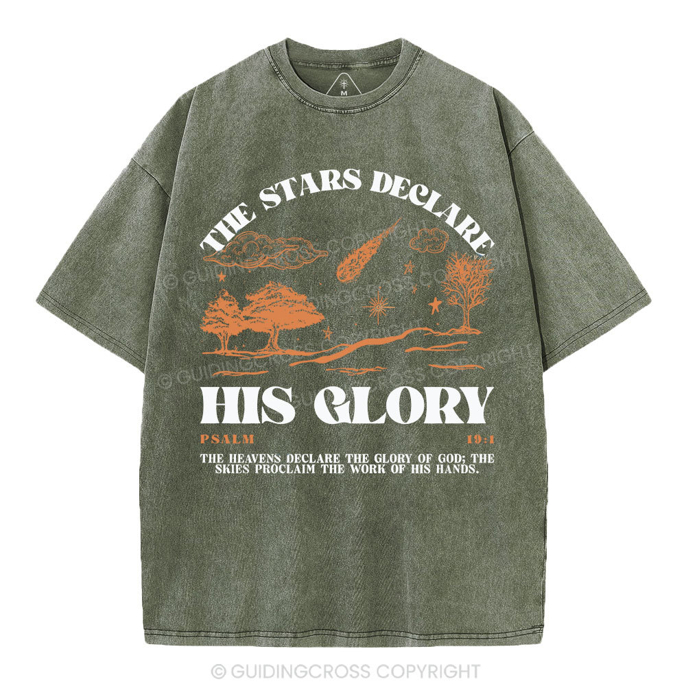 The Stars Declare His Glory Christian Washed T-Shirt