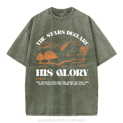 The Stars Declare His Glory Christian Washed T-Shirt