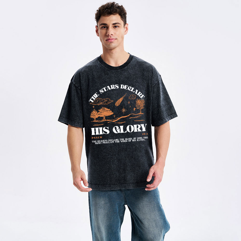 The Stars Declare His Glory Christian Washed T-Shirt