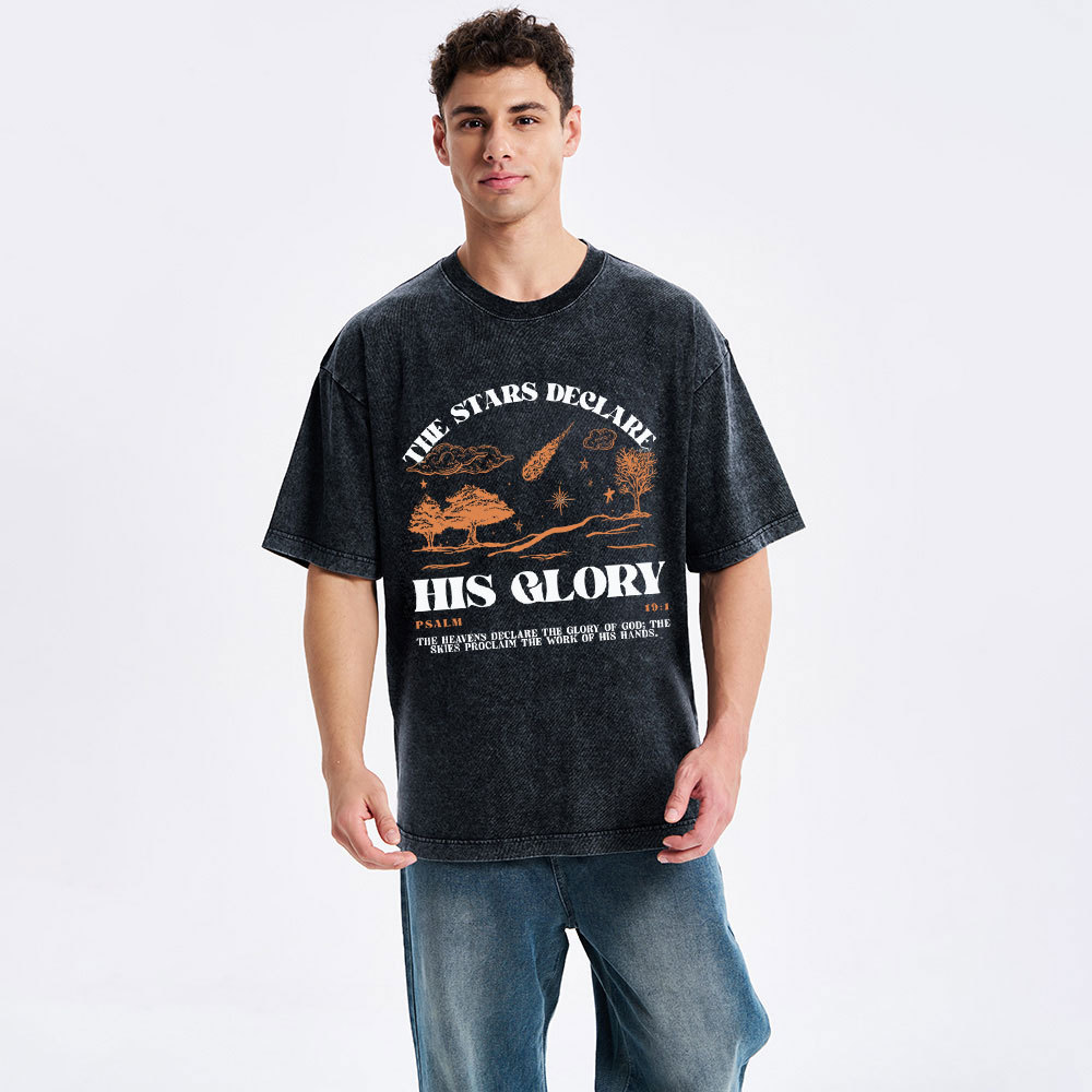 The Stars Declare His Glory Christian Washed T-Shirt