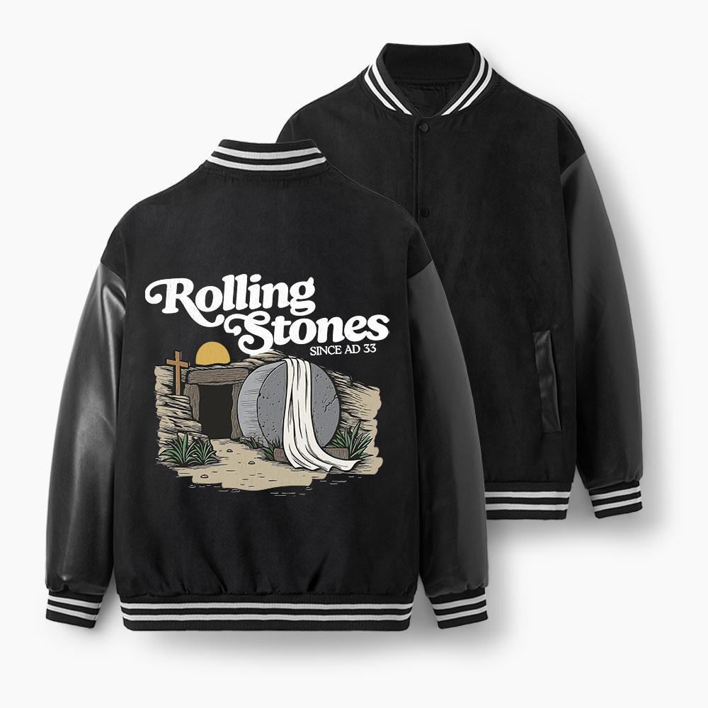 The Stone Was Rolled Away Christian Color Block Baseball Jacket