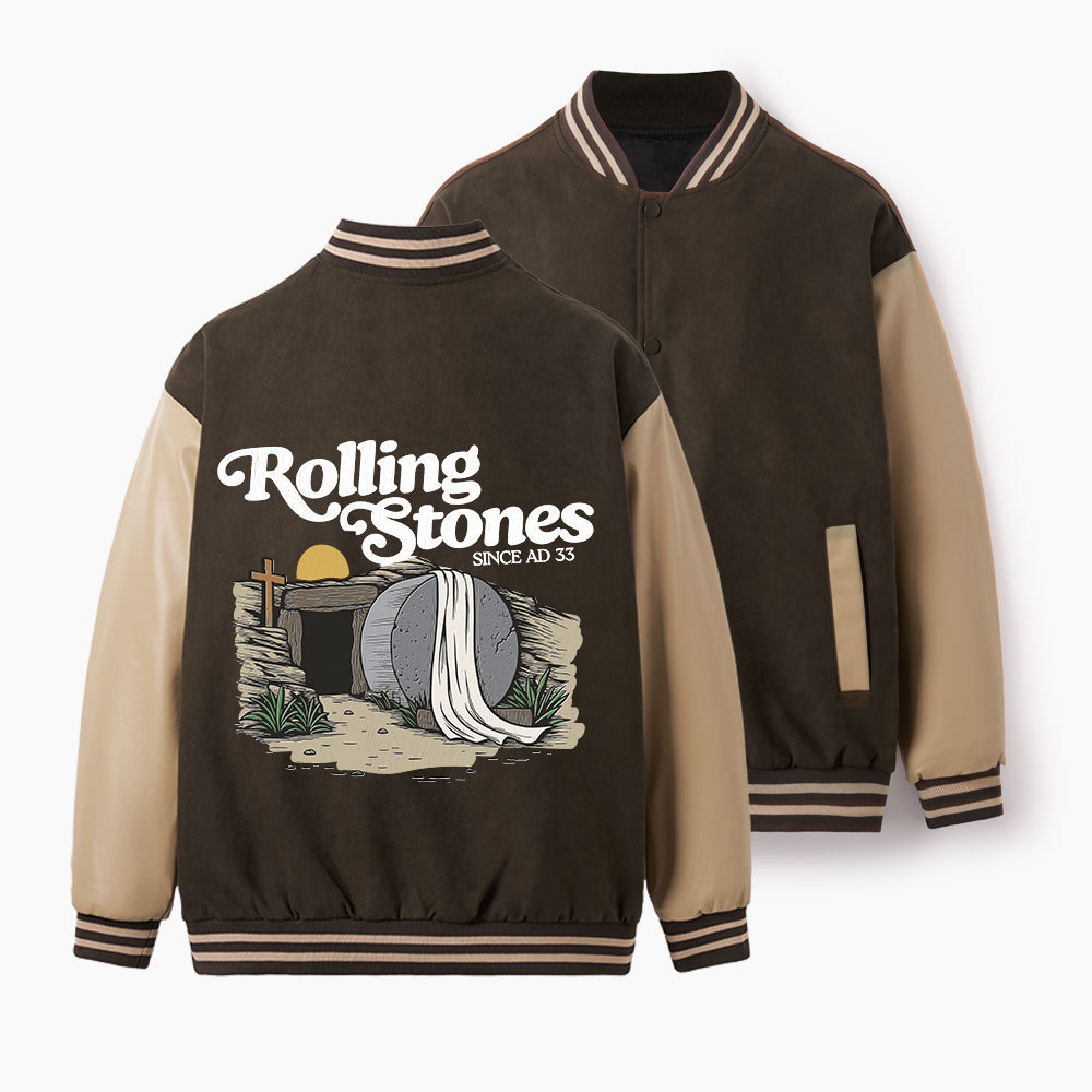 The Stone Was Rolled Away Christian Color Block Baseball Jacket