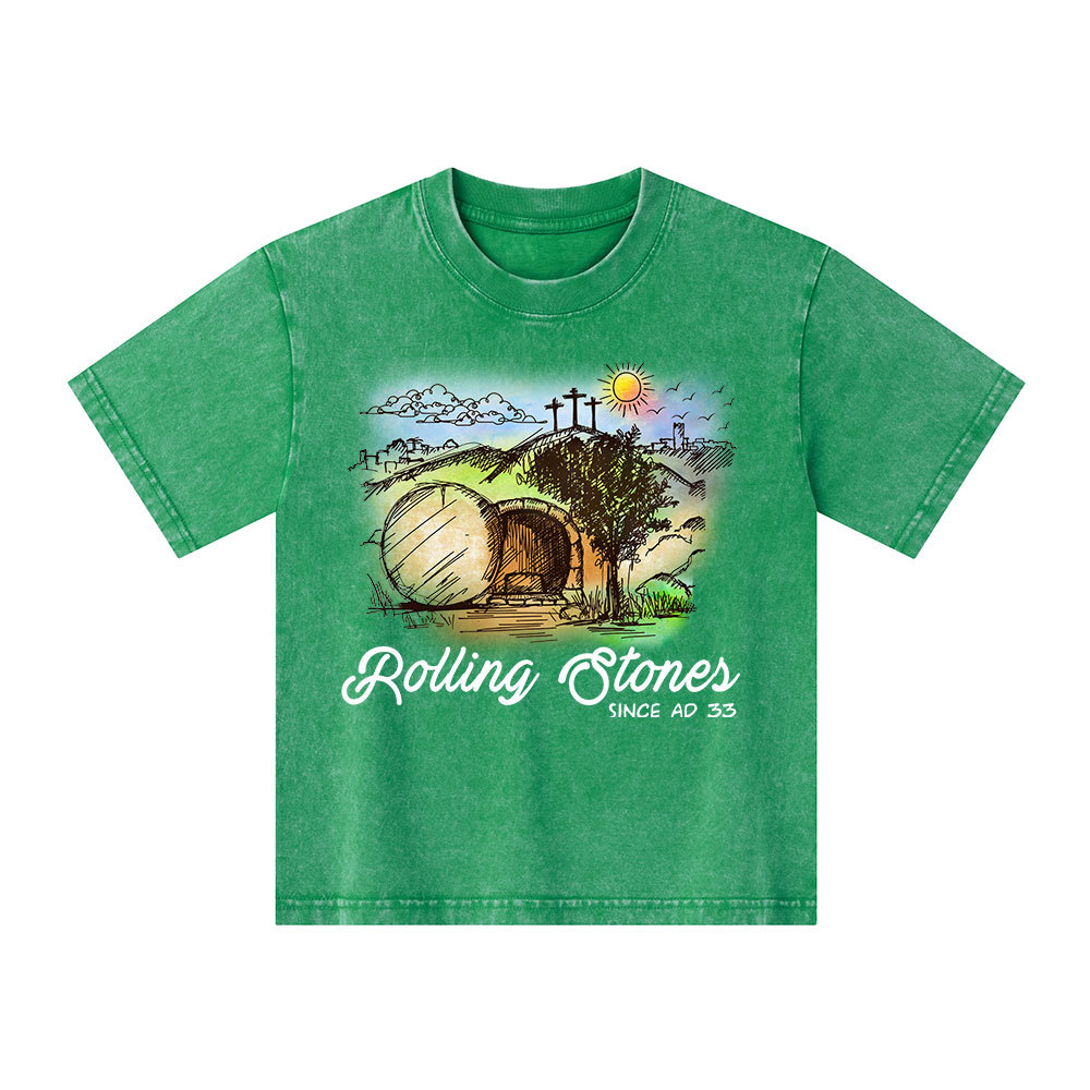 The Stone Was Rolled Away Christian Kid Washed T-Shirt