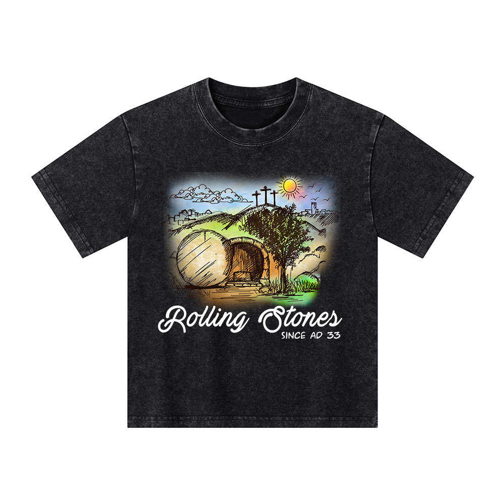 The Stone Was Rolled Away Christian Kid Washed T-Shirt