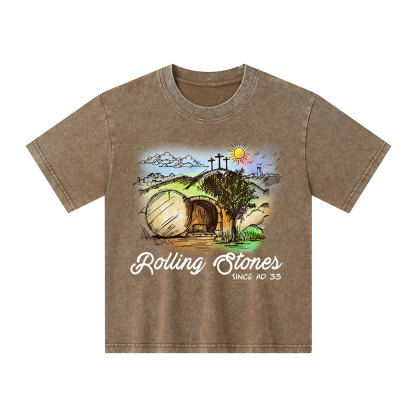 The Stone Was Rolled Away Christian Kid Washed T-Shirt