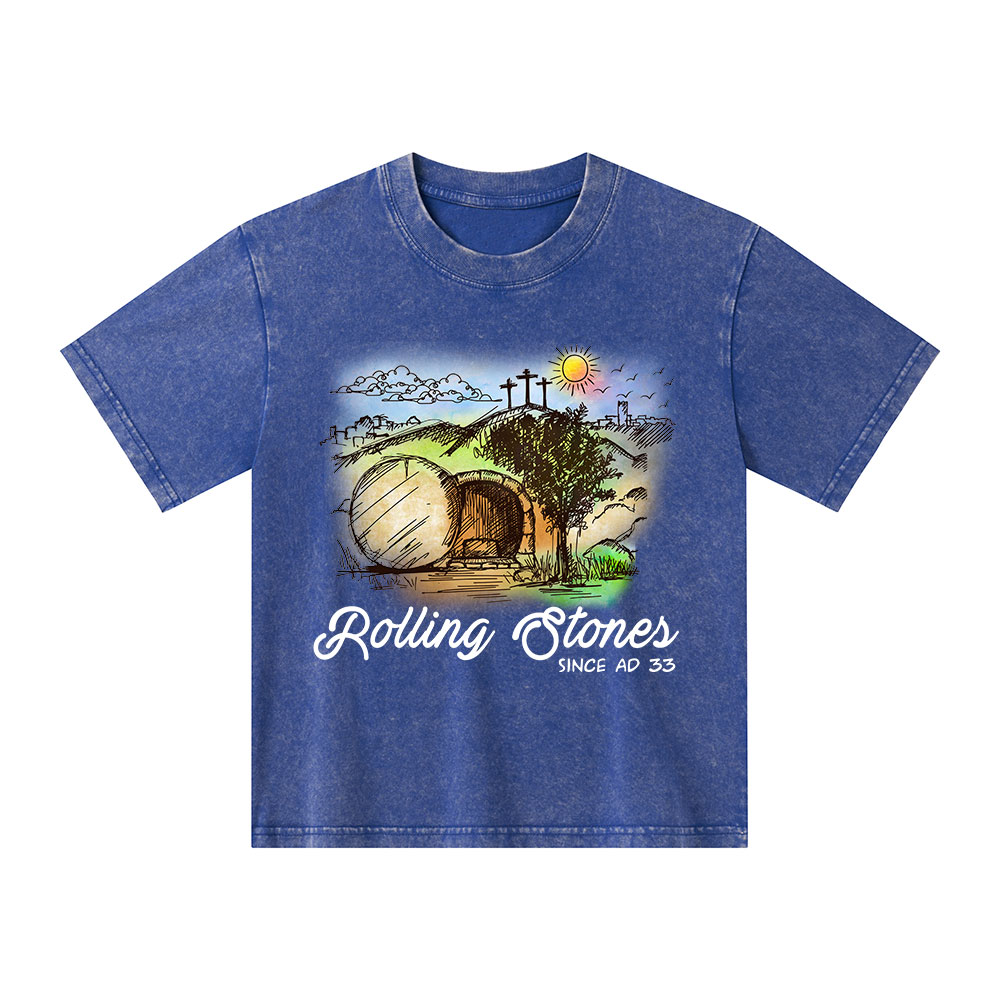 The Stone Was Rolled Away Christian Kid Washed T-Shirt