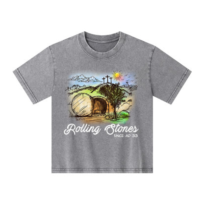 The Stone Was Rolled Away Christian Kid Washed T-Shirt