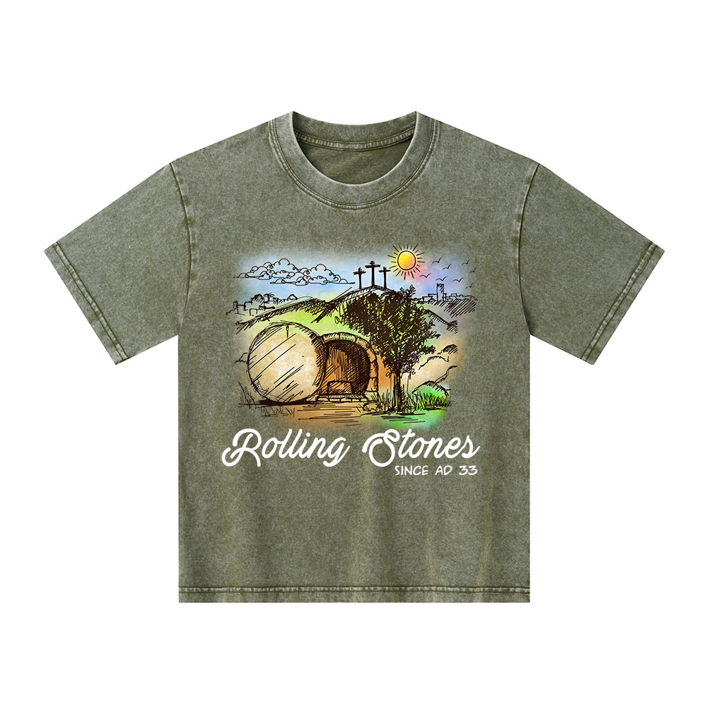 The Stone Was Rolled Away Christian Kid Washed T-Shirt