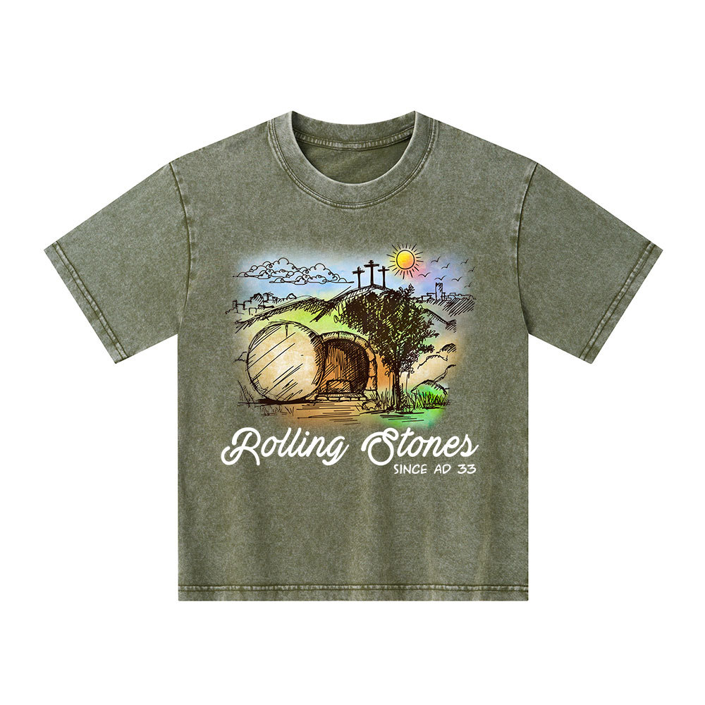 The Stone Was Rolled Away Christian Kid Washed T-Shirt