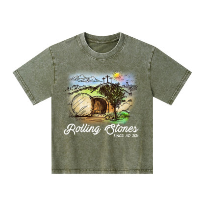 The Stone Was Rolled Away Christian Kid Washed T-Shirt