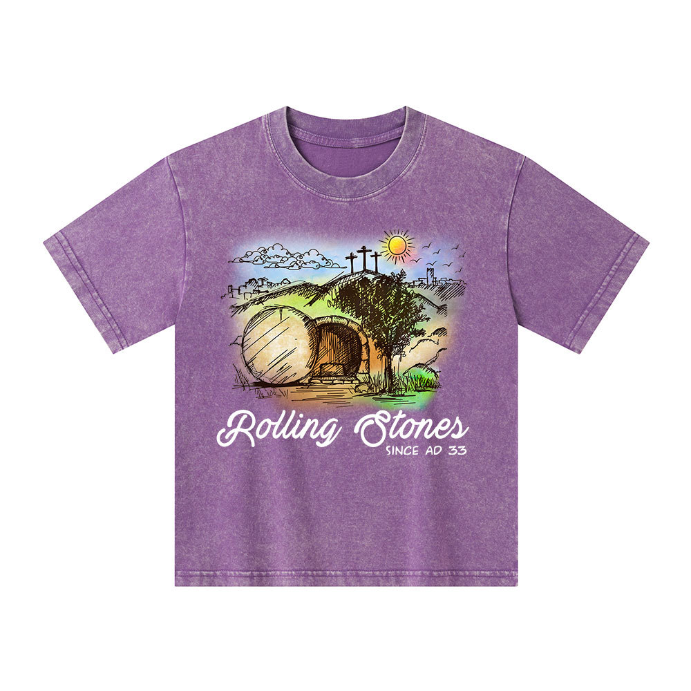 The Stone Was Rolled Away Christian Kid Washed T-Shirt