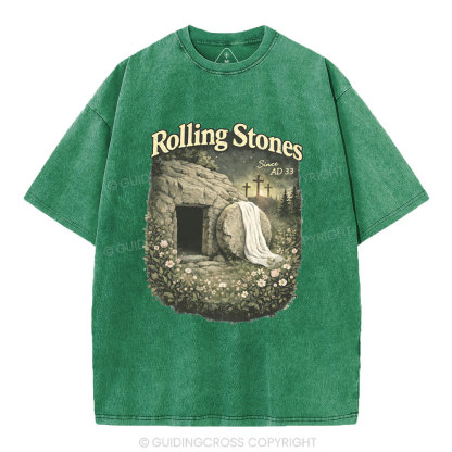 The Stone Was Rolled Away Christian Washed T-Shirt