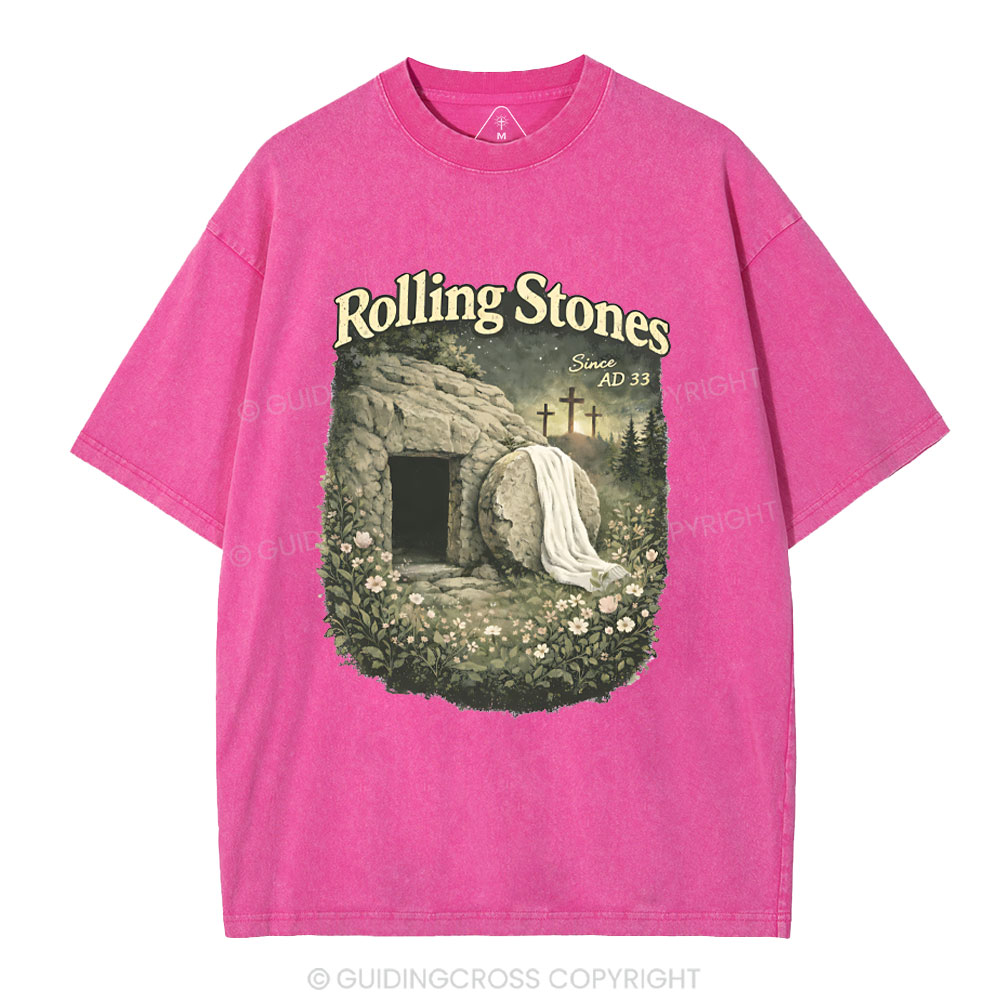 The Stone Was Rolled Away Christian Washed T-Shirt