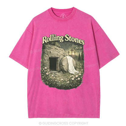 The Stone Was Rolled Away Christian Washed T-Shirt