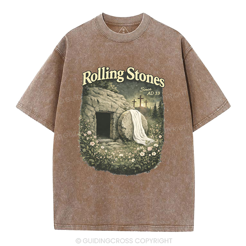 The Stone Was Rolled Away Christian Washed T-Shirt