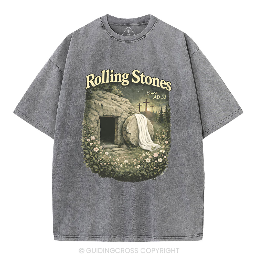 The Stone Was Rolled Away Christian Washed T-Shirt