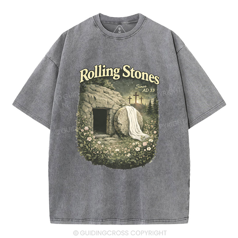 The Stone Was Rolled Away Christian Washed T-Shirt