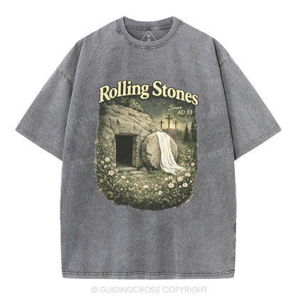 The Stone Was Rolled Away Christian Washed T-Shirt