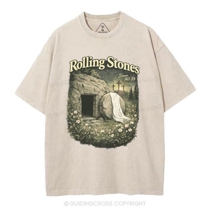 The Stone Was Rolled Away Christian Washed T-Shirt