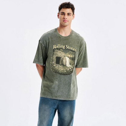 The Stone Was Rolled Away Christian Washed T-Shirt