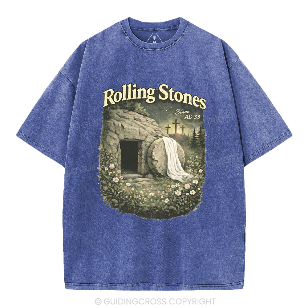 The Stone Was Rolled Away Christian Washed T-Shirt