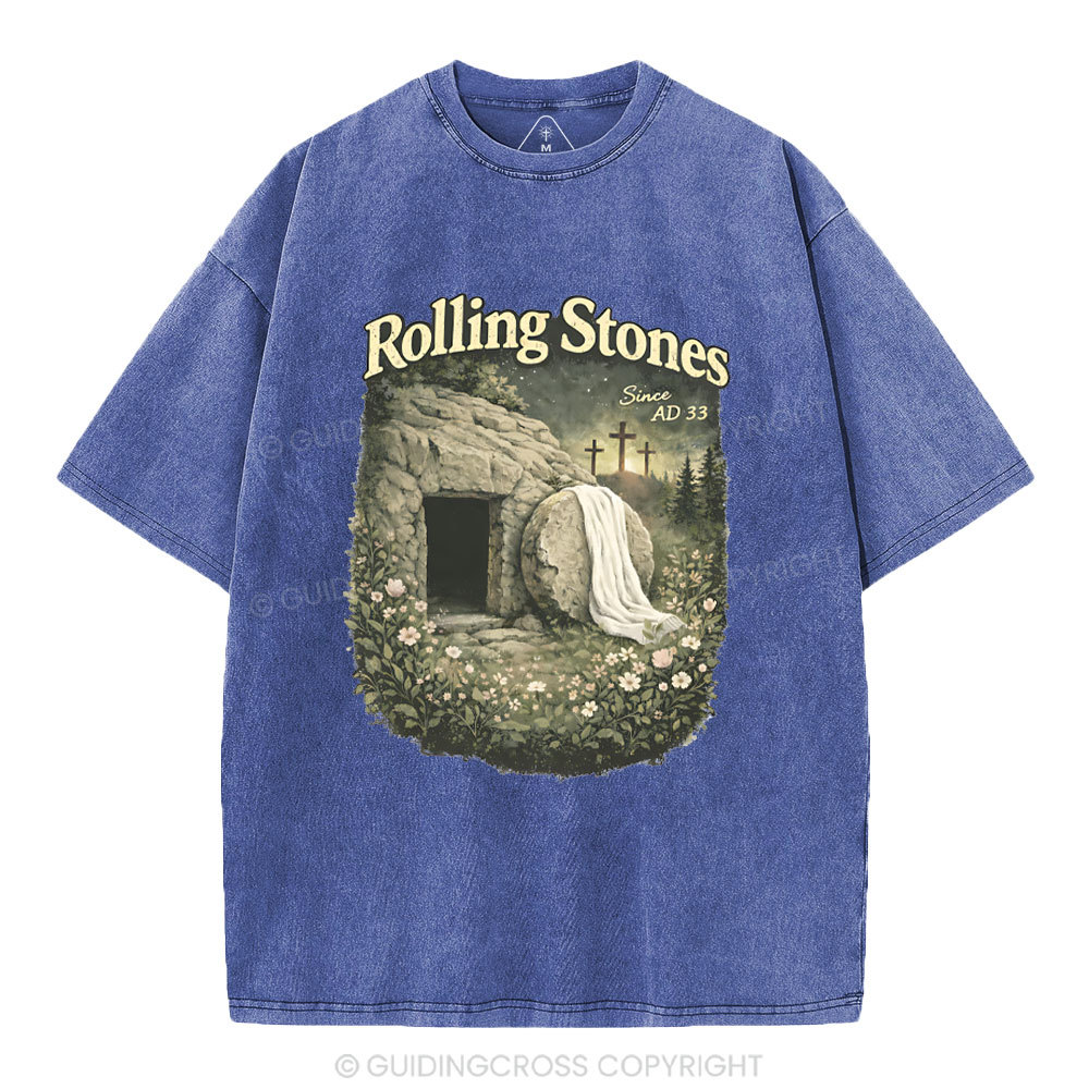 The Stone Was Rolled Away Christian Washed T-Shirt