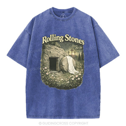 The Stone Was Rolled Away Christian Washed T-Shirt
