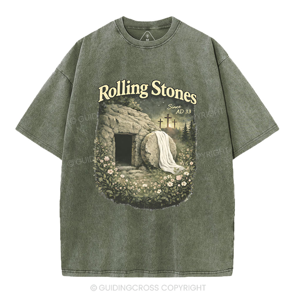 The Stone Was Rolled Away Christian Washed T-Shirt