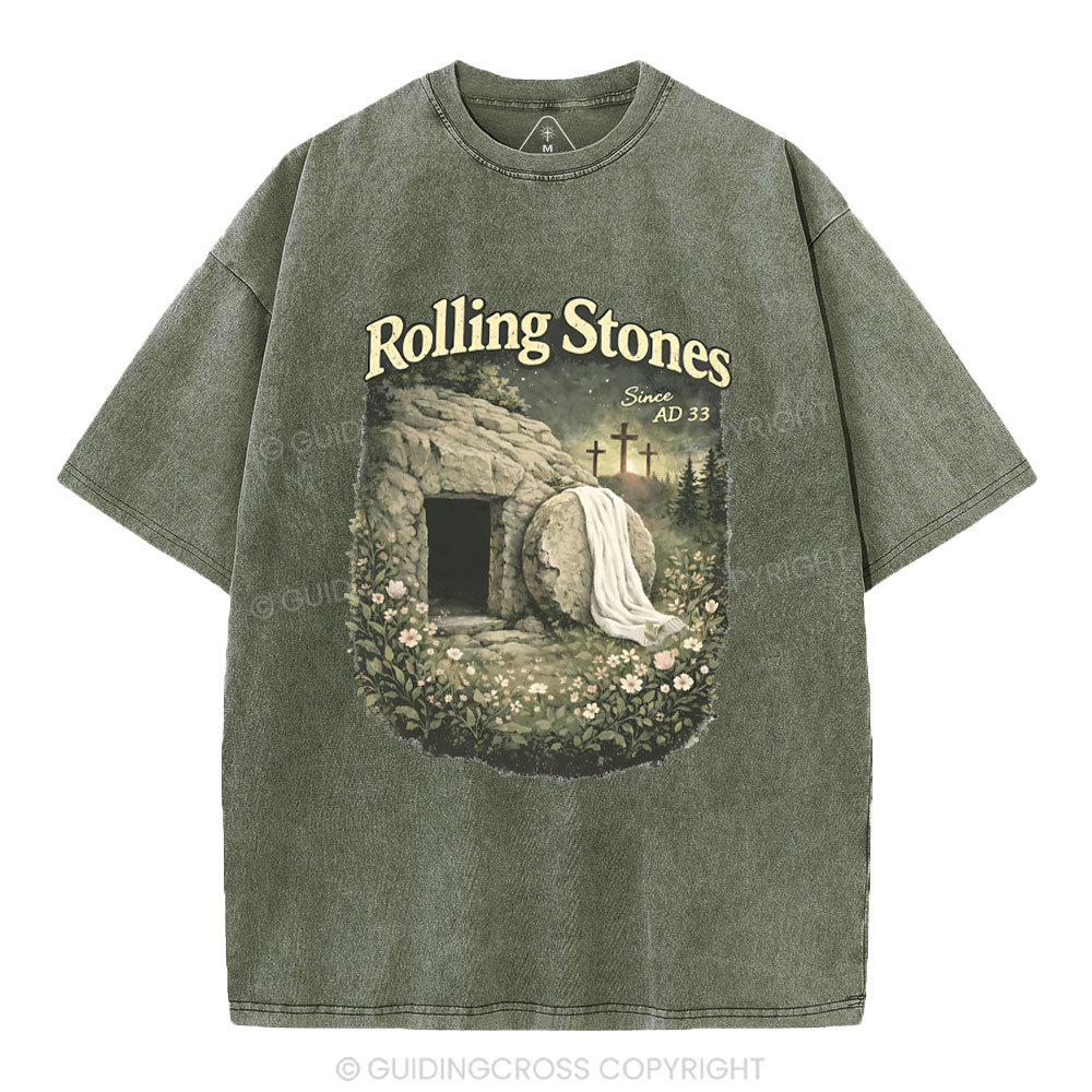 The Stone Was Rolled Away Christian Washed T-Shirt