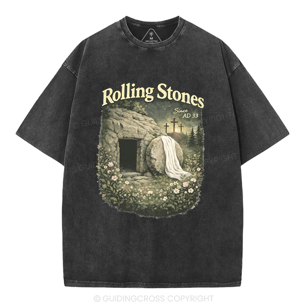 The Stone Was Rolled Away Christian Washed T-Shirt