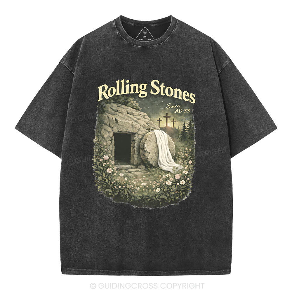The Stone Was Rolled Away Christian Washed T-Shirt