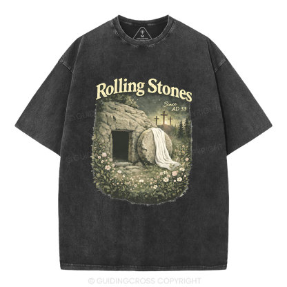 The Stone Was Rolled Away Christian Washed T-Shirt