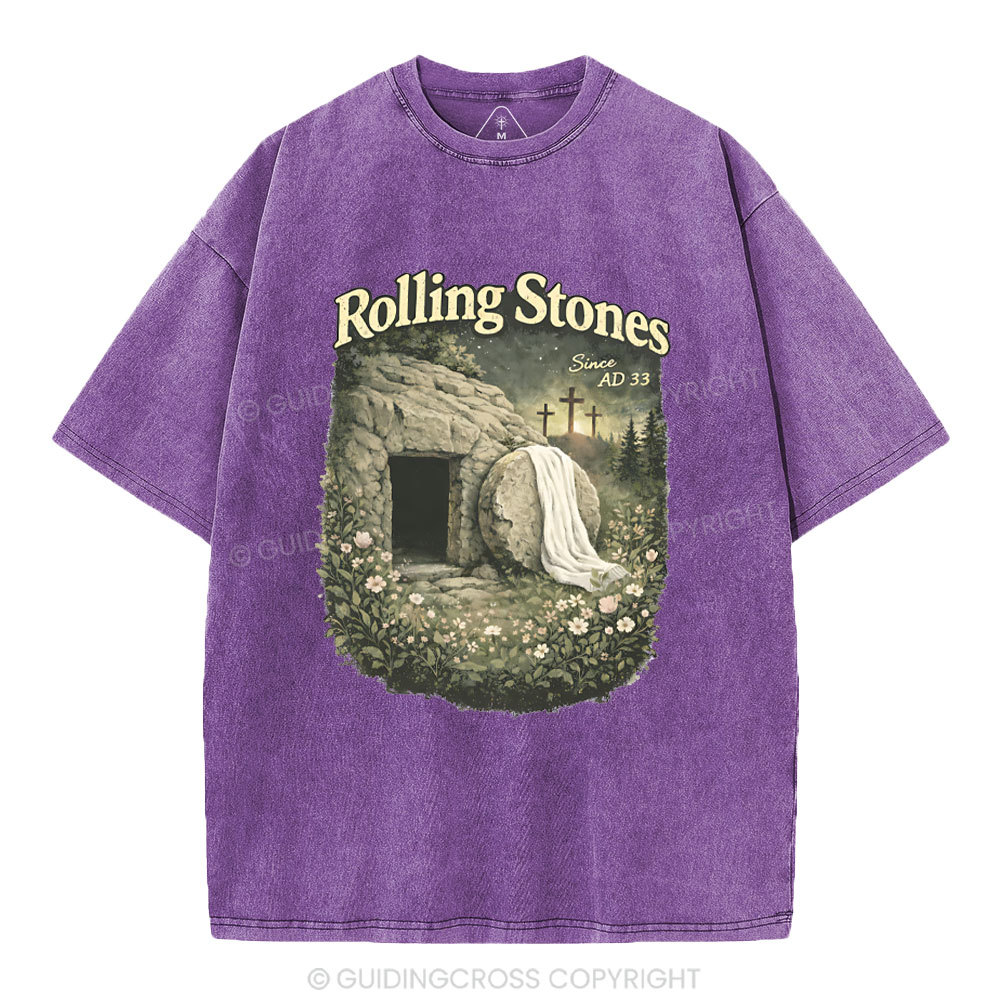 The Stone Was Rolled Away Christian Washed T-Shirt