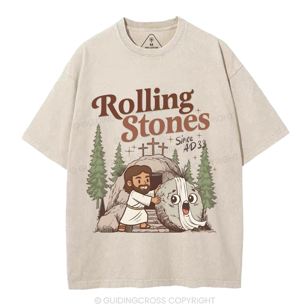 The Stone Was Rolled Away Christian Washed T-Shirt