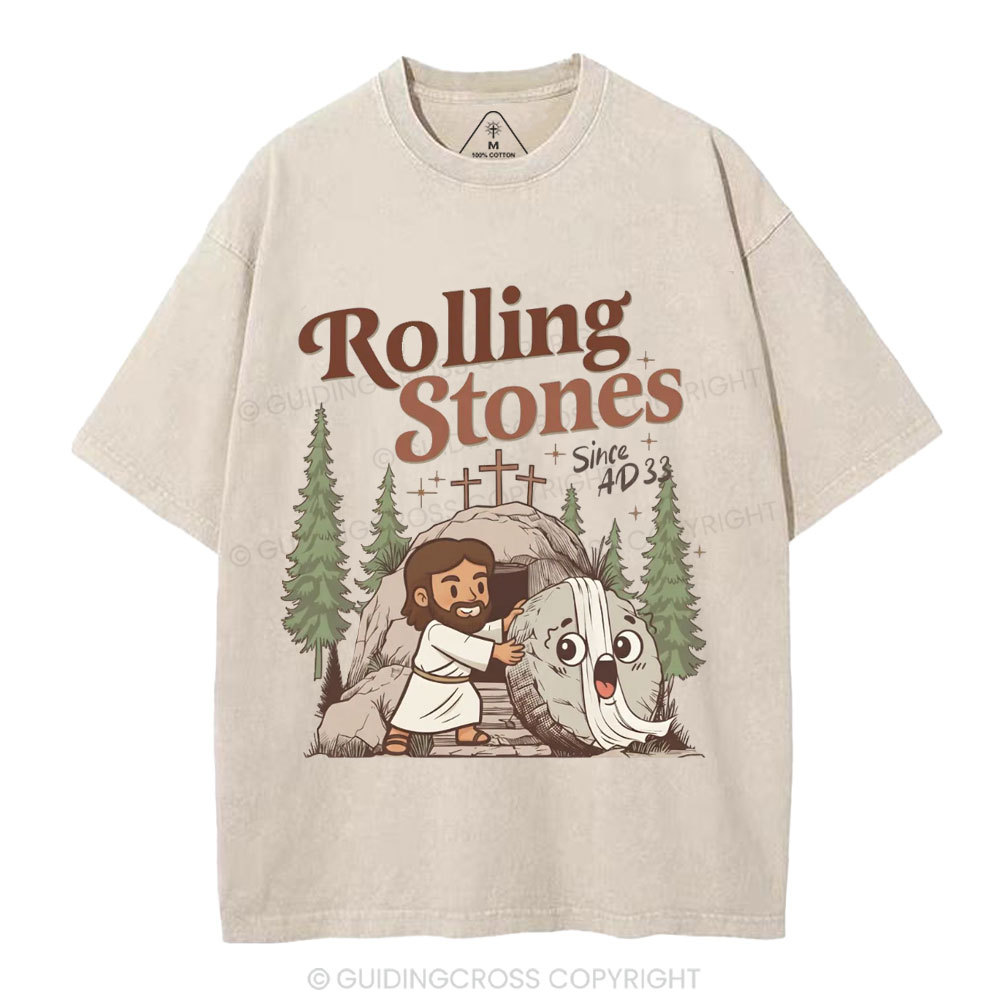 The Stone Was Rolled Away Christian Washed T-Shirt