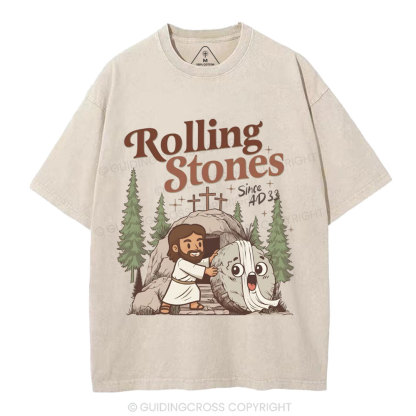 The Stone Was Rolled Away Christian Washed T-Shirt