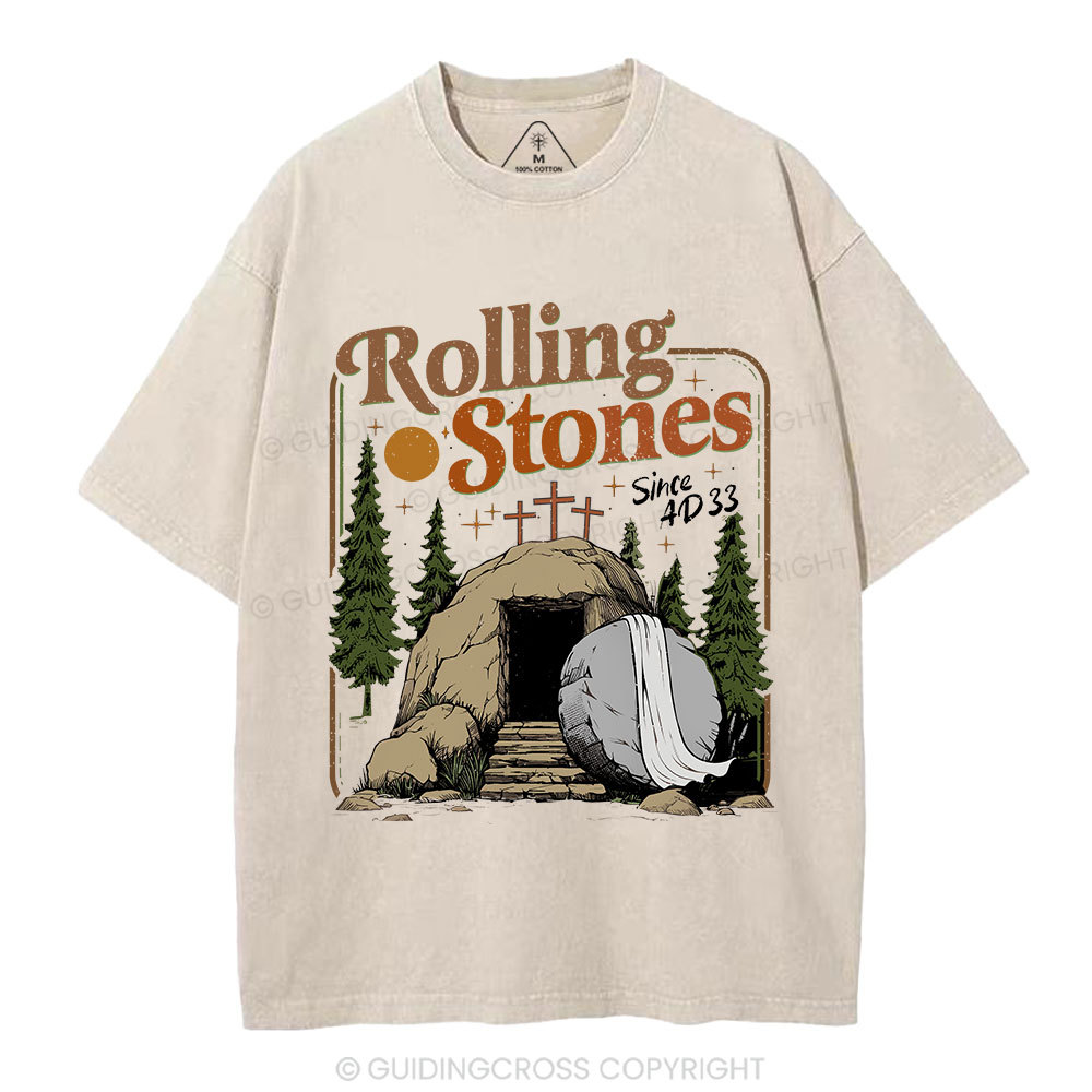 The Stone Was Rolled Away Christian Washed T-Shirt