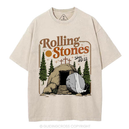 The Stone Was Rolled Away Christian Washed T-Shirt