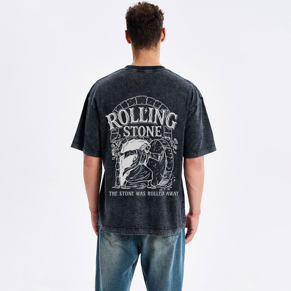The Stone Was Rolled Away Christian Washed T-Shirt