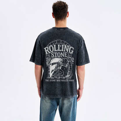 The Stone Was Rolled Away Christian Washed T-Shirt