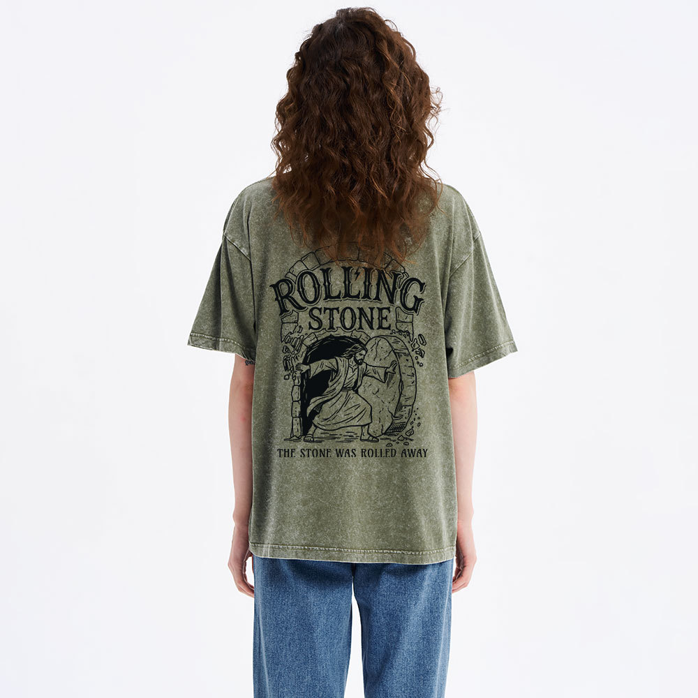 The Stone Was Rolled Away Christian Washed T-Shirt