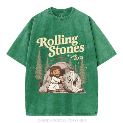 The Stone Was Rolled Away Christian Washed T-Shirt