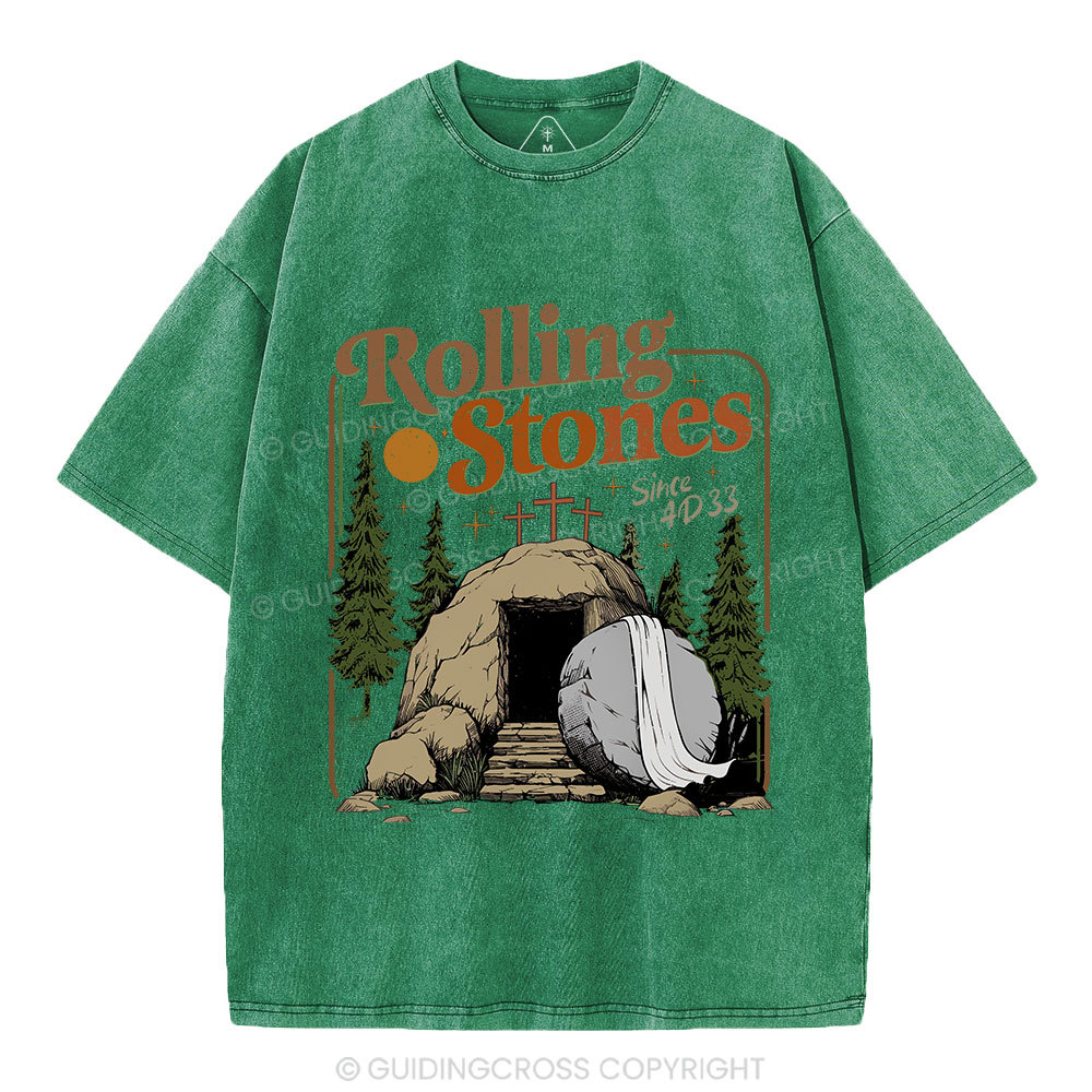 The Stone Was Rolled Away Christian Washed T-Shirt