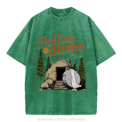 The Stone Was Rolled Away Christian Washed T-Shirt